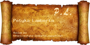 Petyka Lamberta névjegykártya
